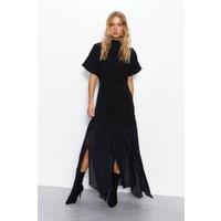 Chiffon Mix Crepe Maxi Dress