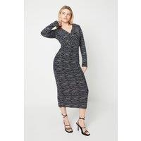 Silver Twist Front Midi Dress