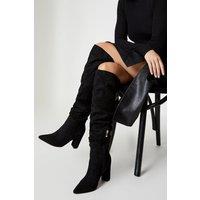Krissy Ruched Block Heel Pointed Over The Knee Boots