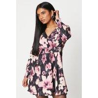 Petite Floral Shirred Waist Mini Dress