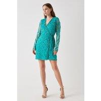 Debut London by Coast Animal Embellished Wrap Mini Dress