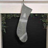 Winter Grey & White Christmas Stocking - Stripey/Christmas Tree/Snowflake