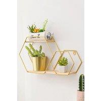 2 Tier Modern Hexagonal Wall Floating Shelf