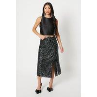 Petite Twist Front Sequin Pencil Skirt