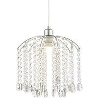 Waterfall Pendant Lamp Shade with Clear Acrylic Droplets and Chrome Metal Frame