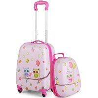 2PCS 12" 16" ABS Kids Suitcase Backpack Luggage Set School Travel Lightweight