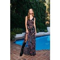 Paisley Backless V-Neck Maxi Dress