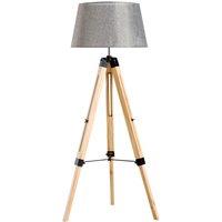 Classic Floor Lamp with Wooden Tripod Base Adjustable Height