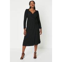 Black Wrap Midi Dress