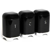 3pc Midnight Black Kitchen Storage Set with Tea, Coffee and Sugar Storage Canisters