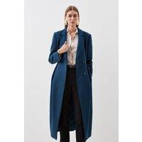 Tailored Wool Blend Belted Midi Coat