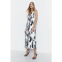 Printed Asymmetric Neck Maxi Dress