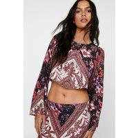 Boho Print Asymmetric Hem Top