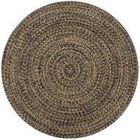 Handmade Rug Jute Black and Natural 90 cm