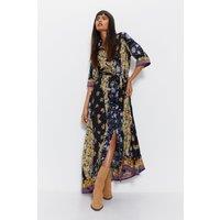 Mixed Floral Short Sleeve Maxi Shirtdress