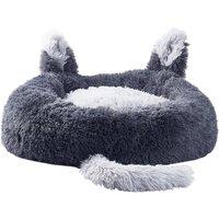 Round Plush Pet Dog Cat Calming Bed with Cute Ears 70x70cm