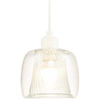 Modern Double Clear Glass Rounded Pendant Light Shade with Inner Ribbed Detail