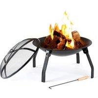 Foldable Round Fire Pit, BBQ Grill & Patio Heater - Black