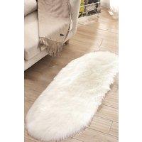 60Cm*120Cm Oval Handmade Shag White Rug