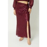 Plus Twist Front Sequin Pencil Skirt