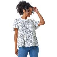 Ditsy Spot Print Peplum Top