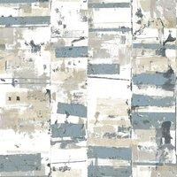 Noordwand Wallpaper Friends & Coffee Industrial Weathered Blue and Metallic