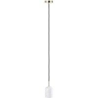 White Marble Pendant Lamp Fitting in Scandinavian Design with Black Fabric Cable