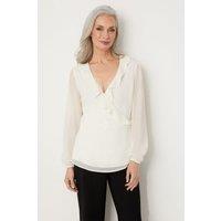 Ivory Ruffle Wrap Top