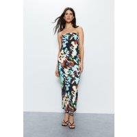 Abstract Print Bandeau Midi Dress