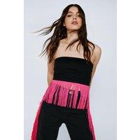 Twill Fringe Corset Bandeau Top