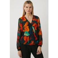 Silk Mix Floral Wrap Blouse