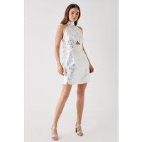 Debut London by Coast Silver Rose Jacquard Mini Dress