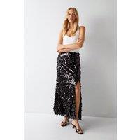 Petite Disc Textured Sequin Maxi Skirt