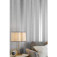 Modern Metallic Silver and Grey Striped Wallpaper