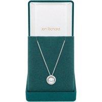 Rhodium Plated Cubic Zirconia Halo Pendant Necklace - Gift Boxed