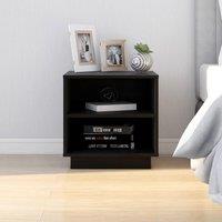 Bedside Cabinet Black 40x34x40 cm Solid Wood Pine