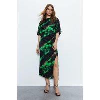 Premium Printed Midi Dress With Side Split