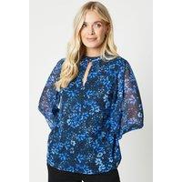 Petite Ditsy Floral Volume Sleeve Blouse