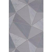 Metallic Geometric Wallpaper Roll in Light Grey