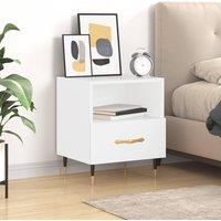 Bedside Cabinet High Gloss White 40x35x47.5 cm Engineered Wood