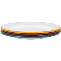 White Enamel Dinner Plates 25.5cm 4 Colours