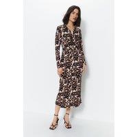 Animal Printed Midi Shirt Dress