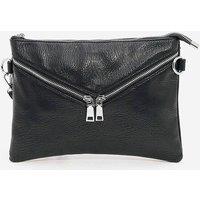 Triangle Zip Clutch Bag Black