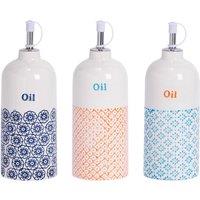 Hand-Printed Olive Oil Pourer Bottles 500ml 3 Colours Pack of 3