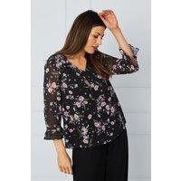 Tall Printed Ruffle Overlay Top