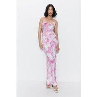 Premium Satin Tie Dye Strappy Back Maxi Dress