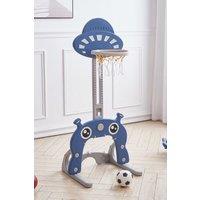 2-in-1 Adjustable Toddler Basketball with Hoop Football Goal Set