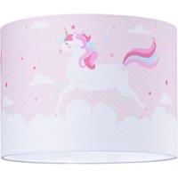 Beautiful Soft Pink Cotton Lampshade with Dancing Unicorns and Clouds Decoration