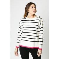 Button Detail Stripe Jumper