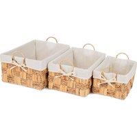 3 Piece Seagrass Woven Natural Basket - Perfect for Storing Clothing, Toys, Towels, and More - Indoo